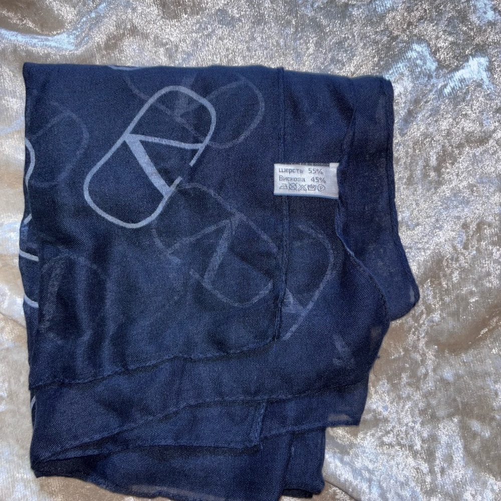 Valentino Deep Blue Monogram Scarf